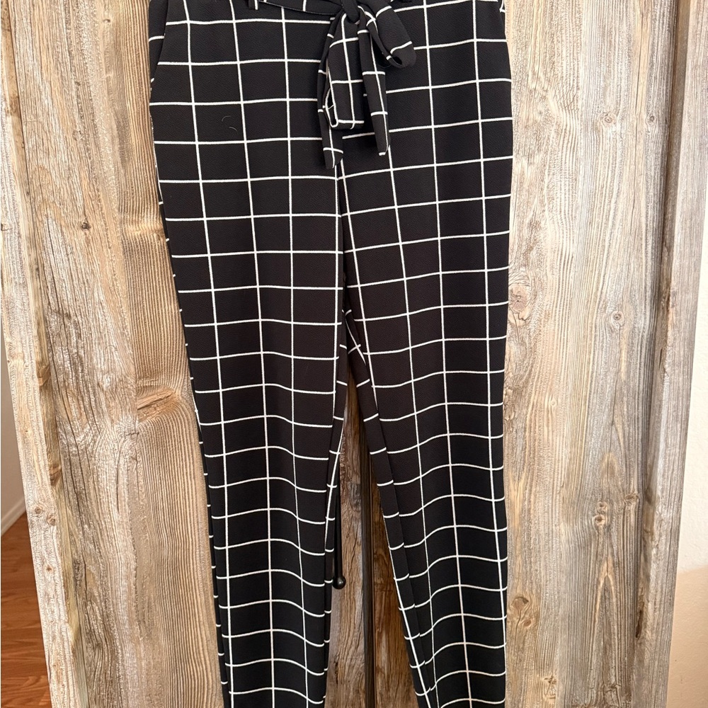Stylish Black and White Checkered Women's Pants